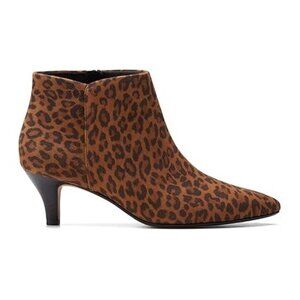 Clarks Leopard Print Suede Ankle Boots - Brown/Black